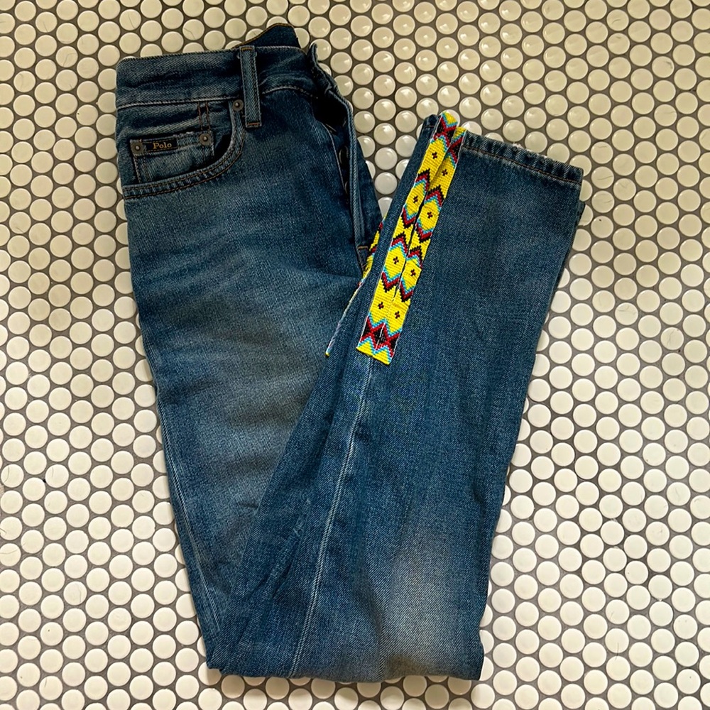Polo Ralph Lauren (The Callen high rise slim Jean with Aztec beaded slit)